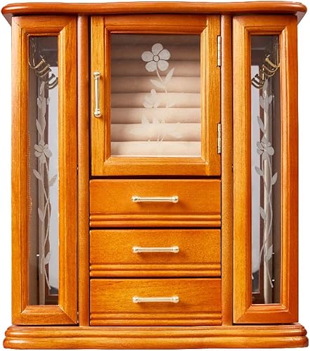 Miniatura 4 de Mele Co Richmond - Joyero personalizado con acabado de nogal con cajonesorganizador de joyas de madera grabado personalizado para mujeres y niñas