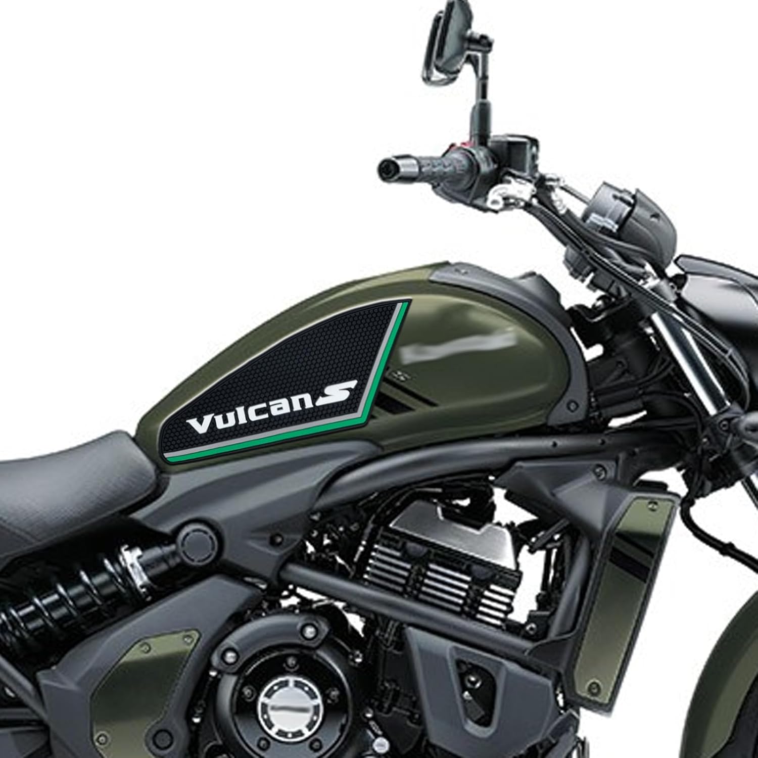 For Vulcan S 650 VN650 vulcan s 650 2018-2026 Motorcycle side fuel tank pad fuel tank pad protection sticker decal fuel tank knee pad traction fuel tank pad accessories (green)