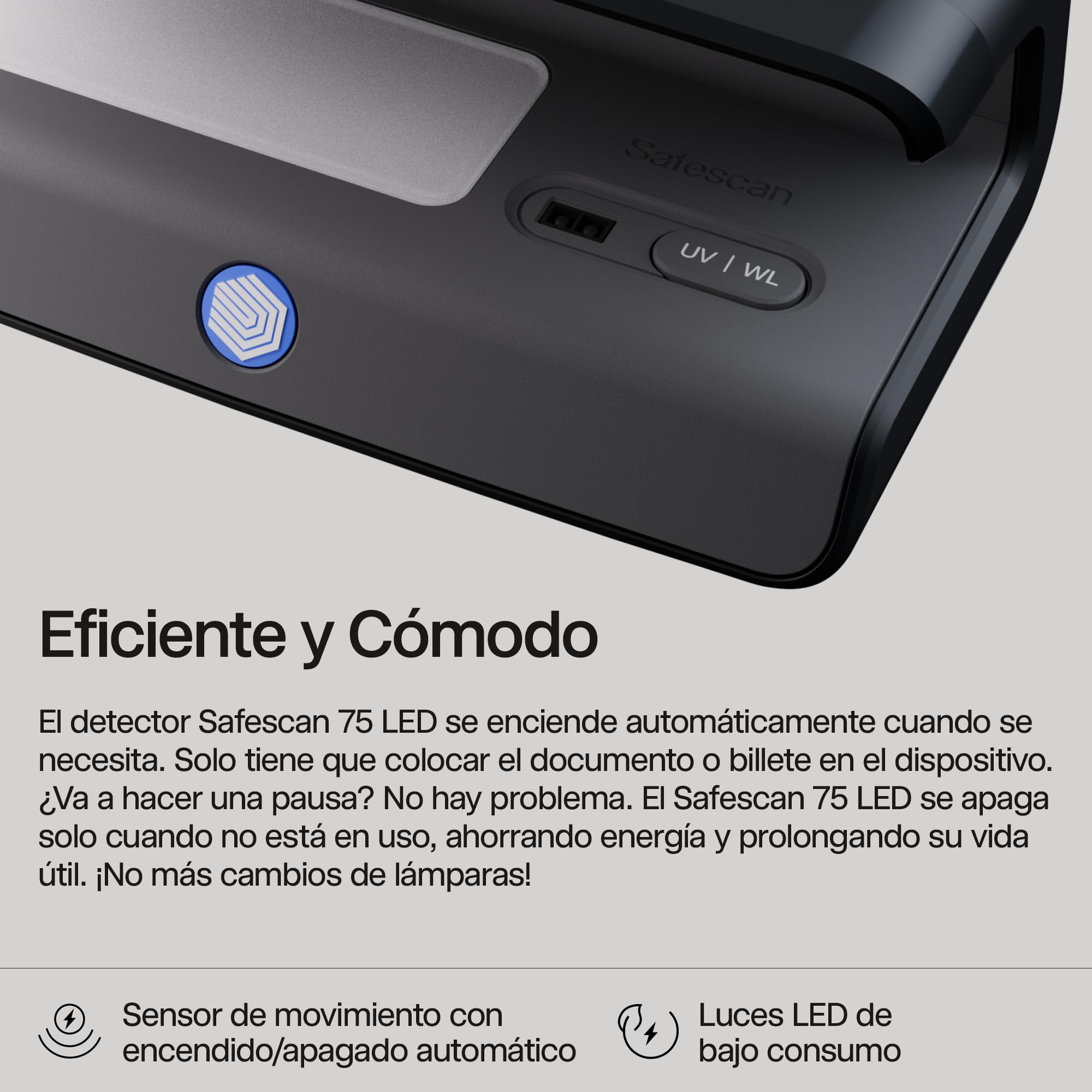 Safescan 75 LED Detector de billetes falsos UV blanco triple detección