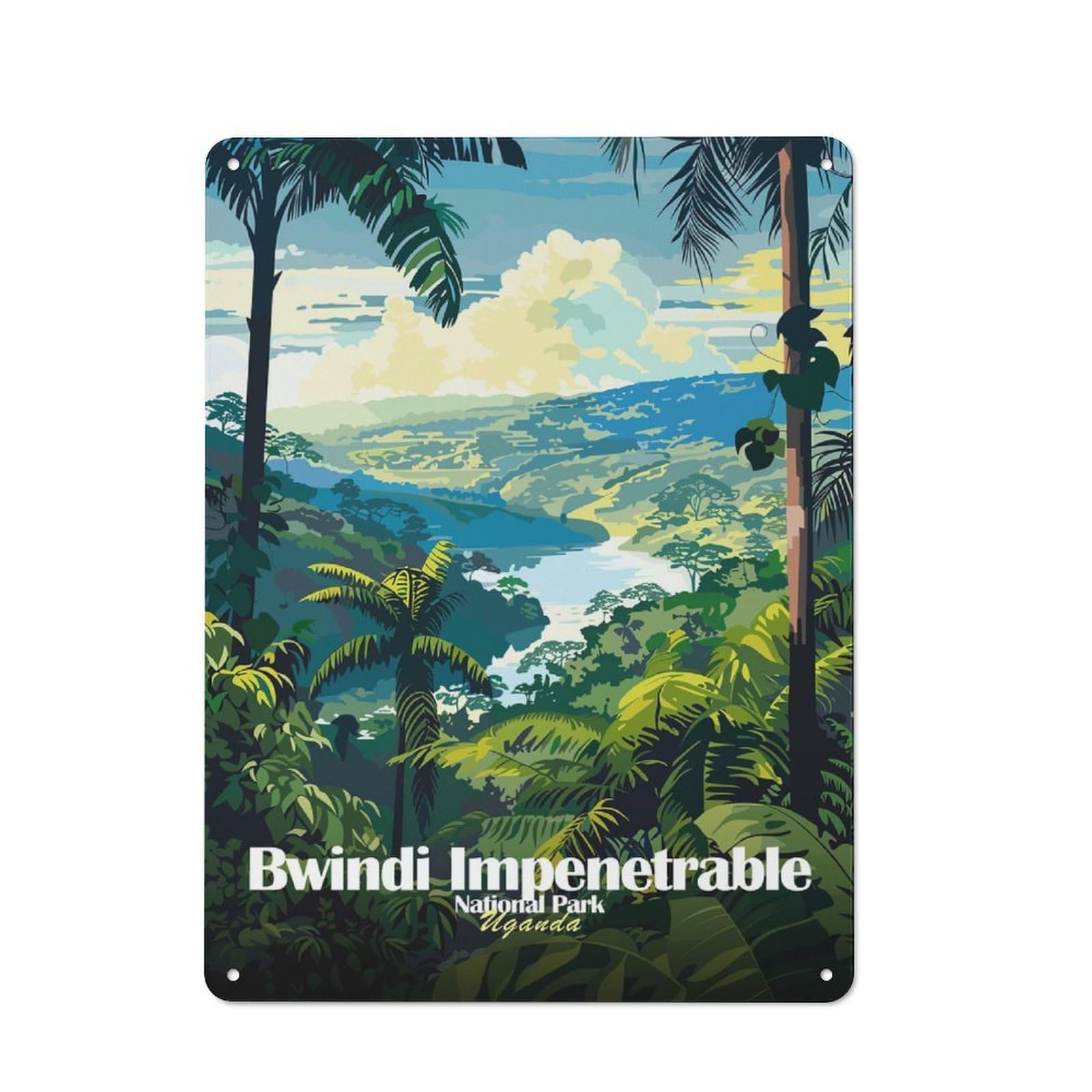 Junmoney Style-11 Bwindi Impenetrable National Park, Uganda Rustic Metal Wall Sign 40X30cm For Workshop Wall, Suited To Makers And Diy Enthusiasts