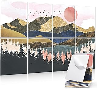 Yrendenge 8 Pack Acoustic Panel,Self-adhesive Soundproofing Panels, Sunset Art Acoustic Panels Acoustic Wall Panels, High Density Sound Absorbing Panels Wall Padding Decoration for Home, Studio