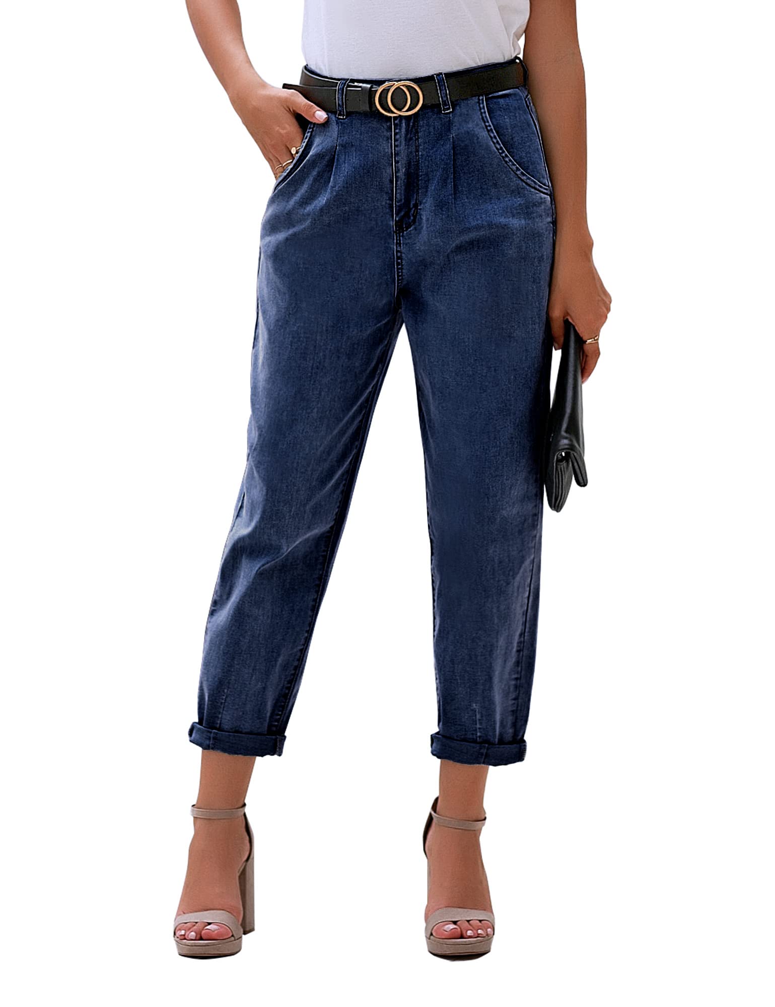 luvamiaMom Jeans for Women Trendy High Waisted Stretchy Loose Jeans for Women Denim Pants