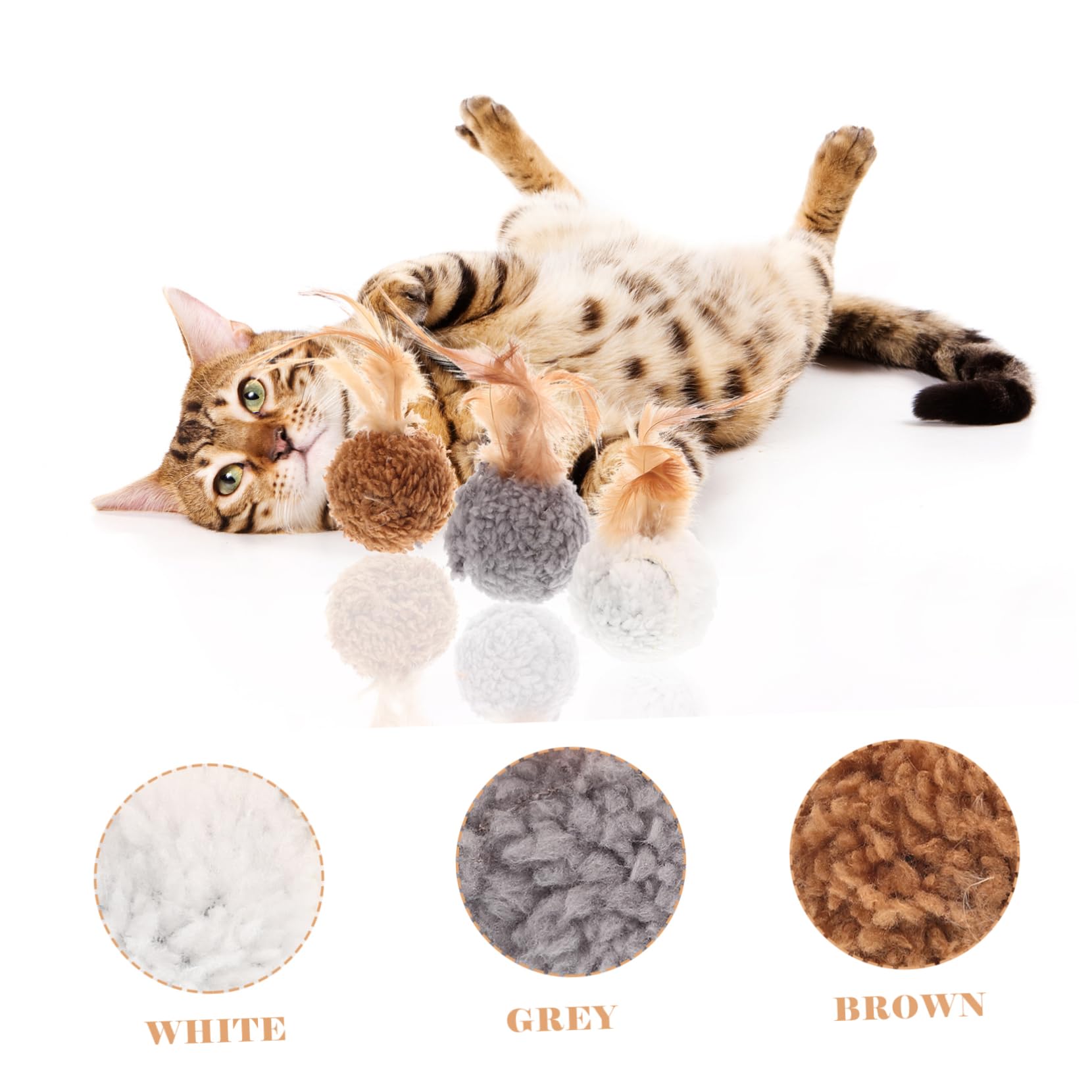 FRCOLOR 45piezas Juguetes para Gatos De Peluche y Cascabeles De Juguete Divertido y Portátil para Gatitos Estimulante y Resistente Al Desgaste