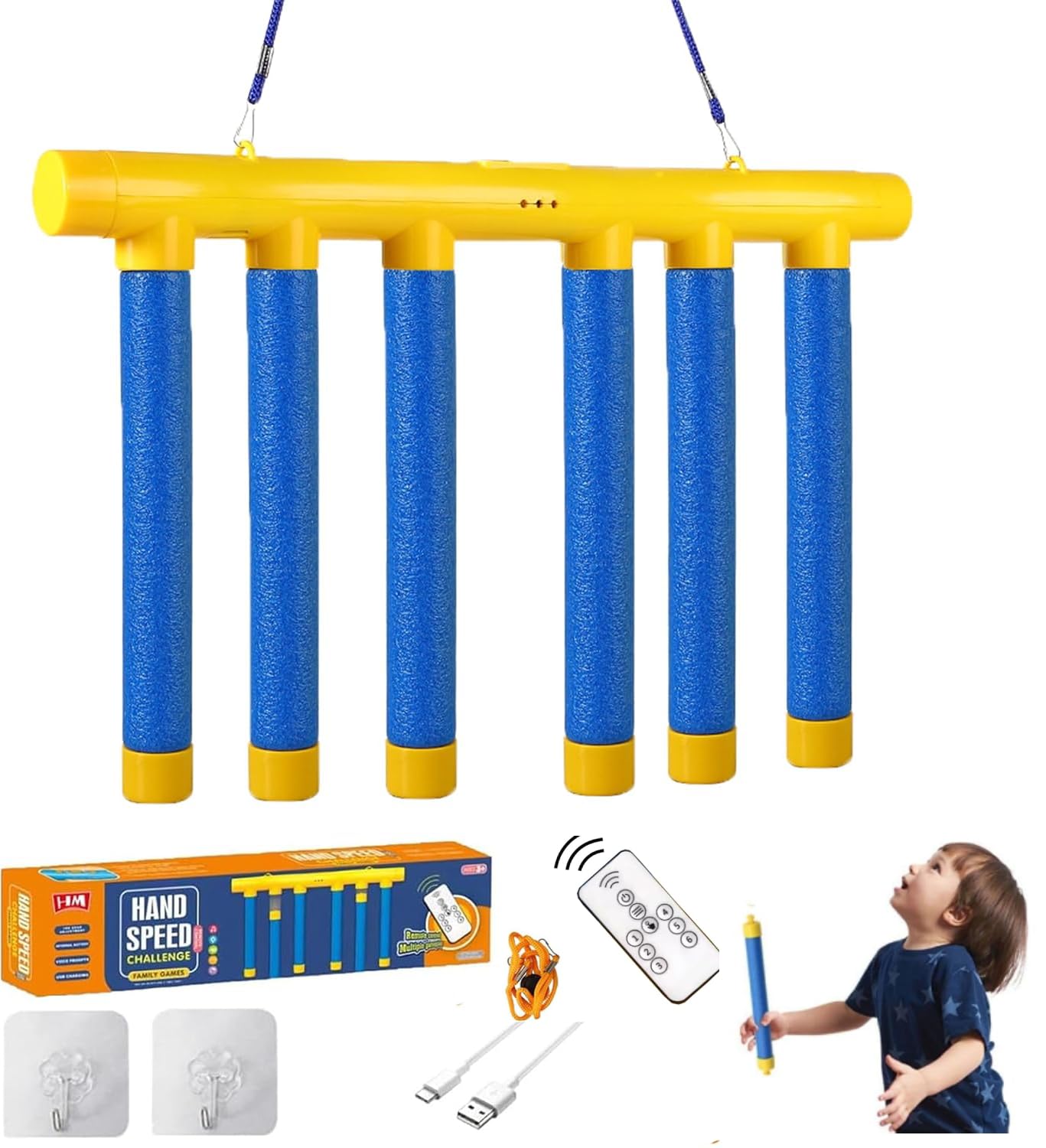 ZERO ZONE Reflex Drop Sticks Challenge Game, Hand Eye Coordination Training Toy, Upgrade Remote Control 3 Adjustable Speed