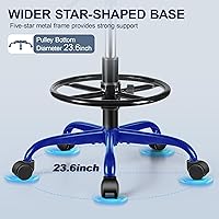 Vista 5 de Silla de dibujo con respaldo, taburete ajustable con ruedas, taburete giratorio de piel sintética para oficina, spa, estudio, mostrador de Marrón
