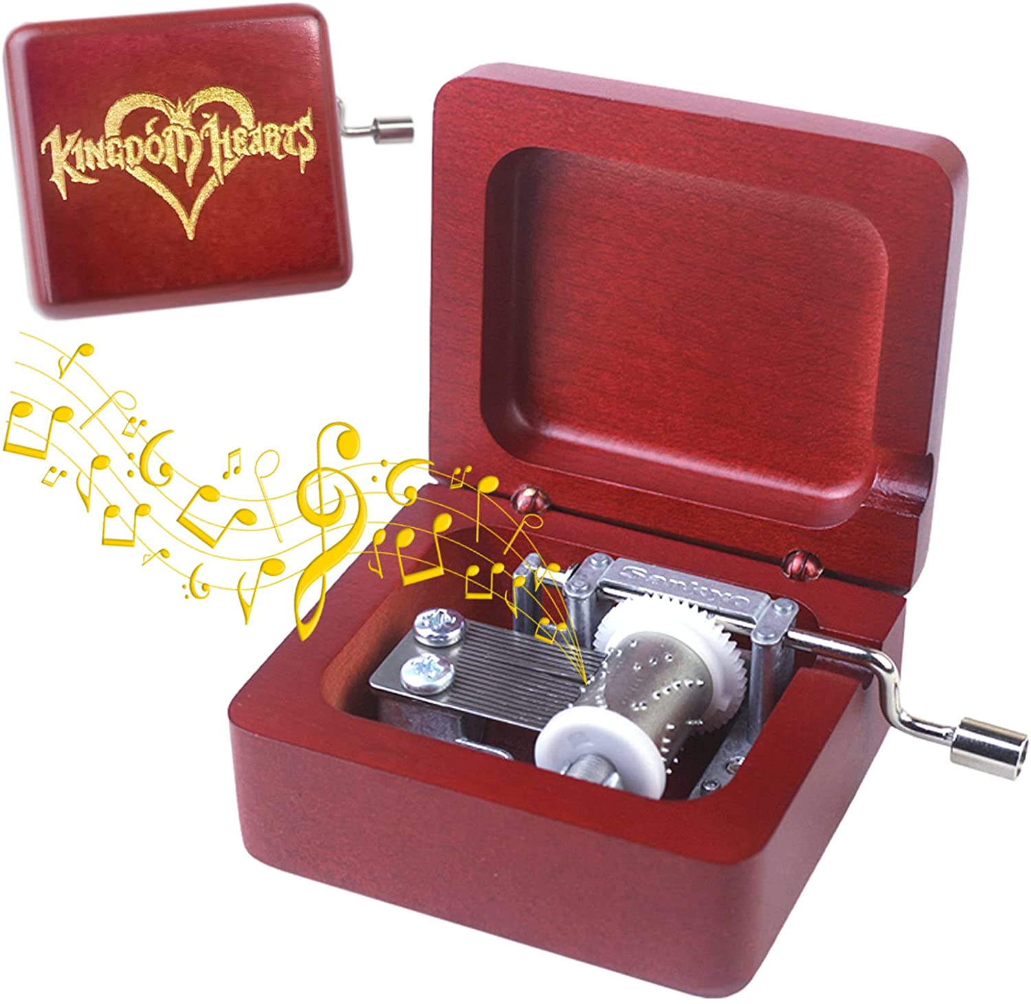 Watch ROSIKING Wooden Music Box Red Wine Box Kingdom Heart on