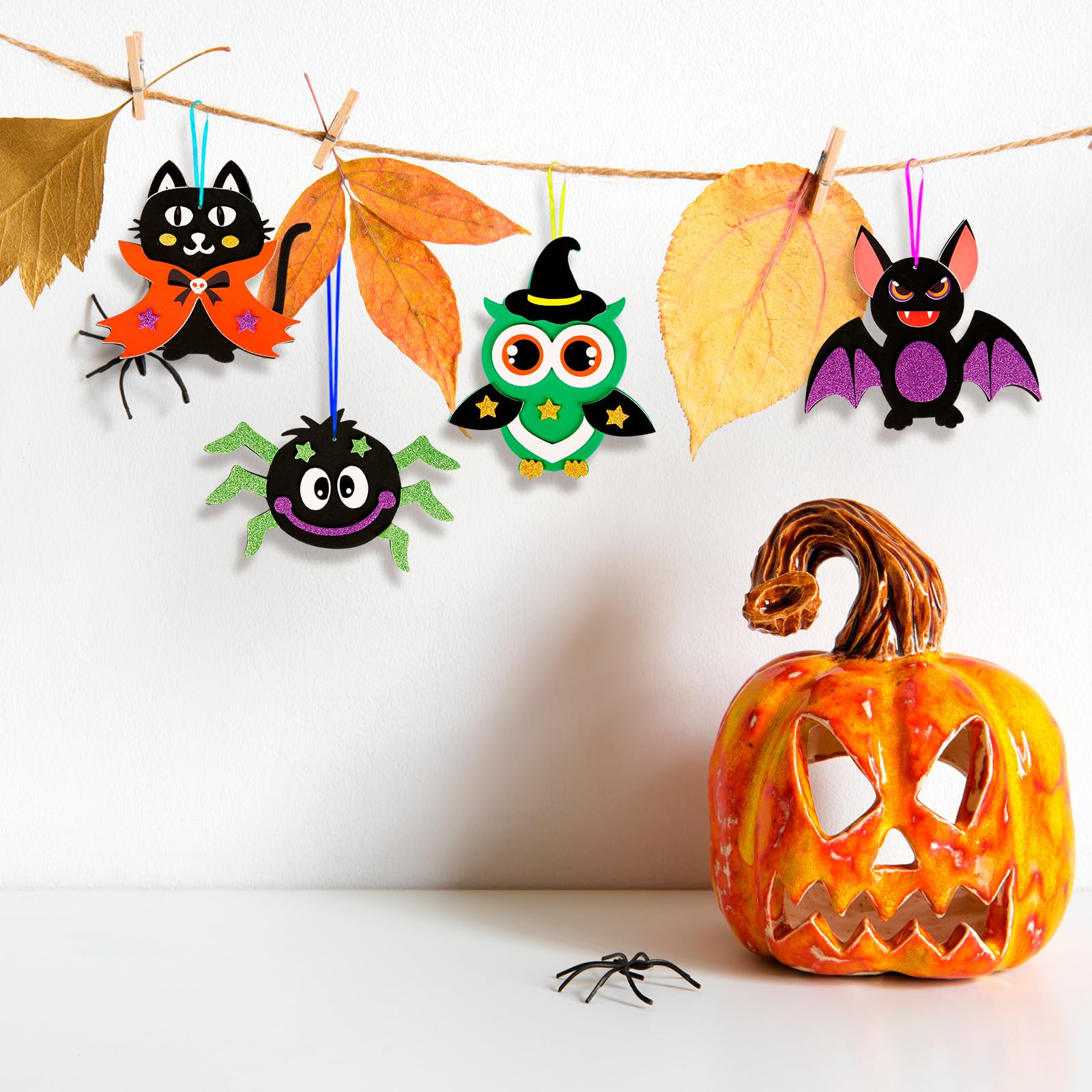 Set Fai Da Te Halloween 12 Pezzi – Ragno, Pipistrello, Gufo, Zucca, Gatto, Fantasma In Feltro EVA, Lavoretti Creativi Per Bambini - 5