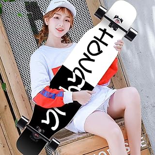 FWEOOFN Dancing Longboards Skateboard Freestyle 43 Inch X 6.3 Inch Drop Through Brush Street Board Double Kick Tricks Cruiser for Beginners Teens Girls Boys Adults