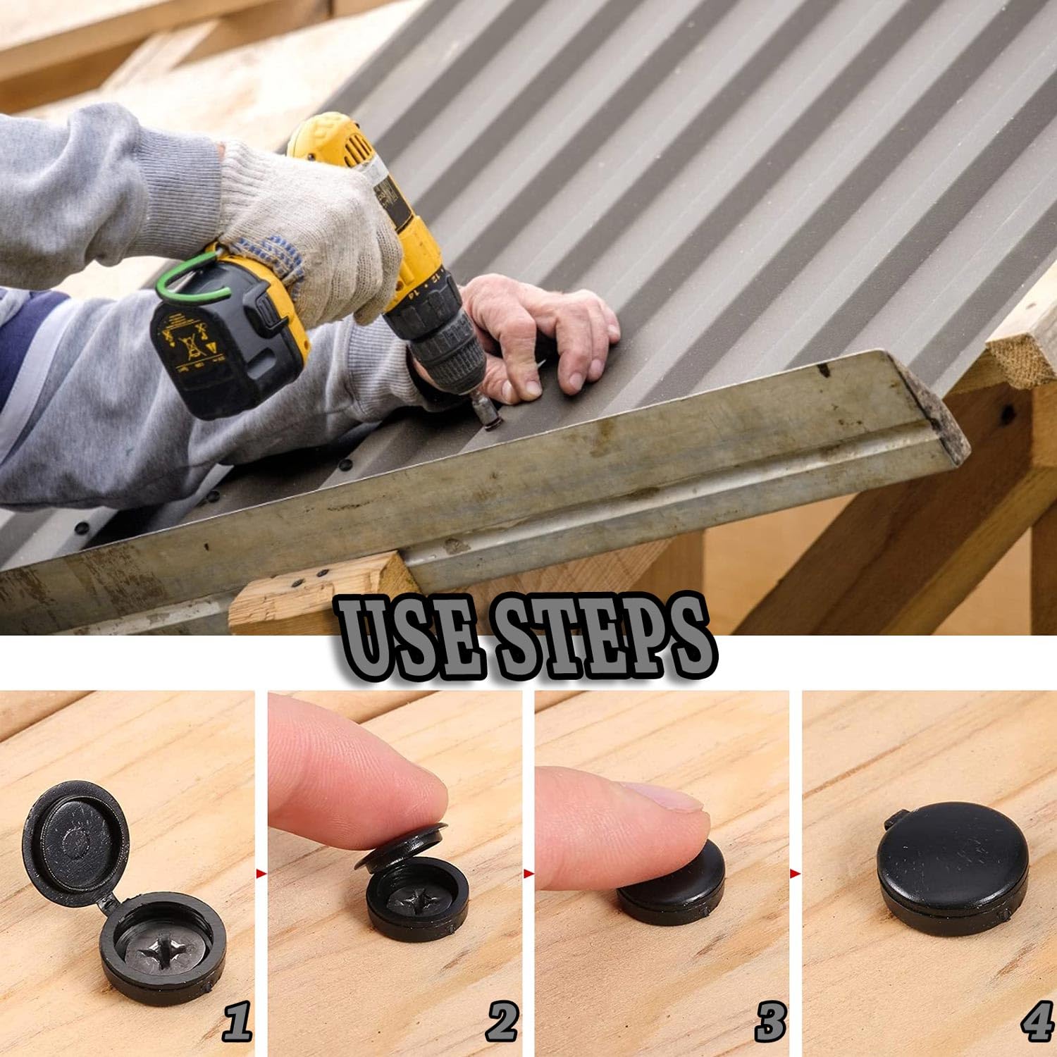 Schraubenabdeckung Schwarz 200 Stück - Klappschraube Abdeckkappen M4