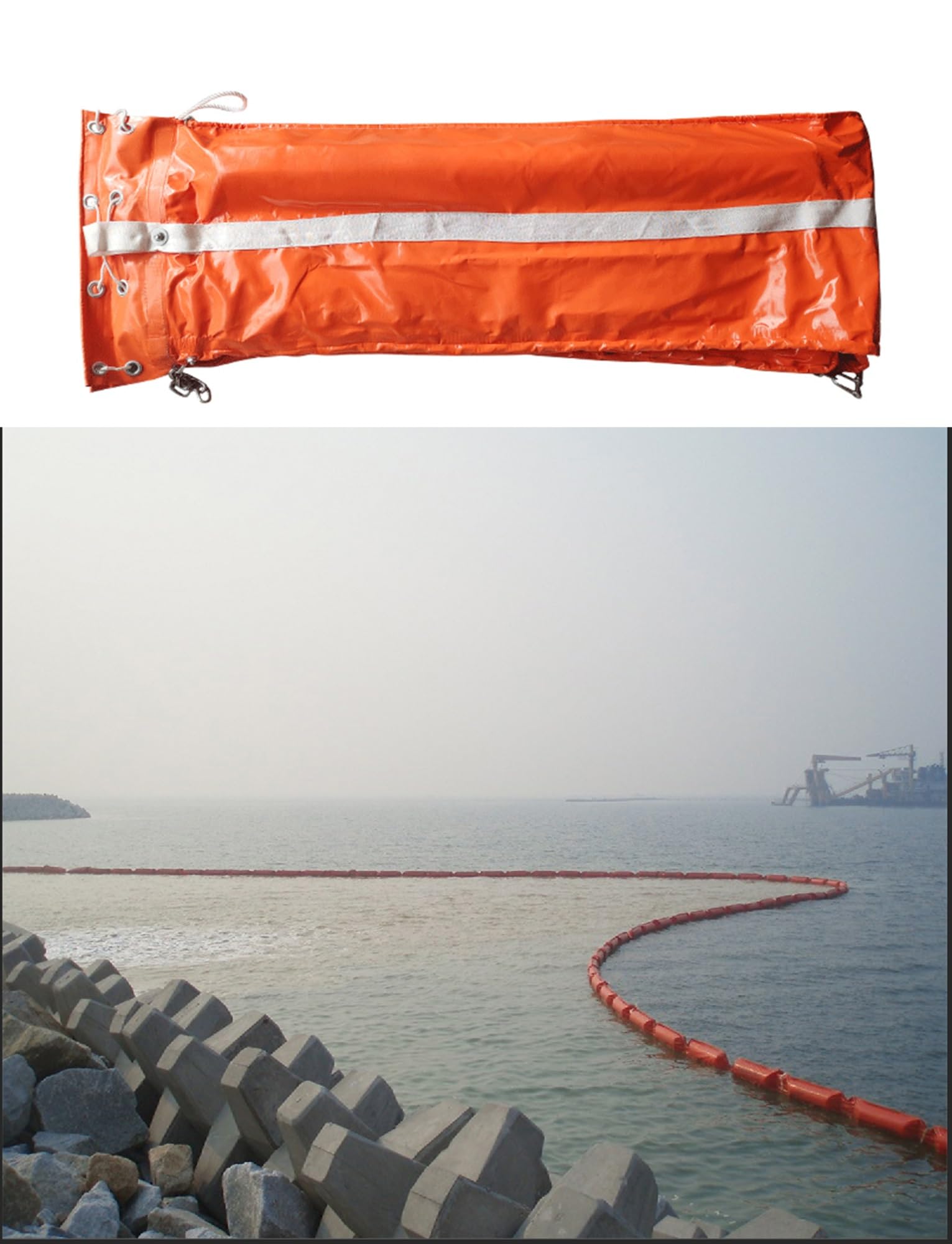 LYDBMYT Oil Containment Boom | Heavy-Duty PVC High-Buoyancy Barrier | Rapid Deployment for Oil Spill Control in Rivers, Lakes & Oceans​(45cm/17.7in,1000cm/32.8ft)