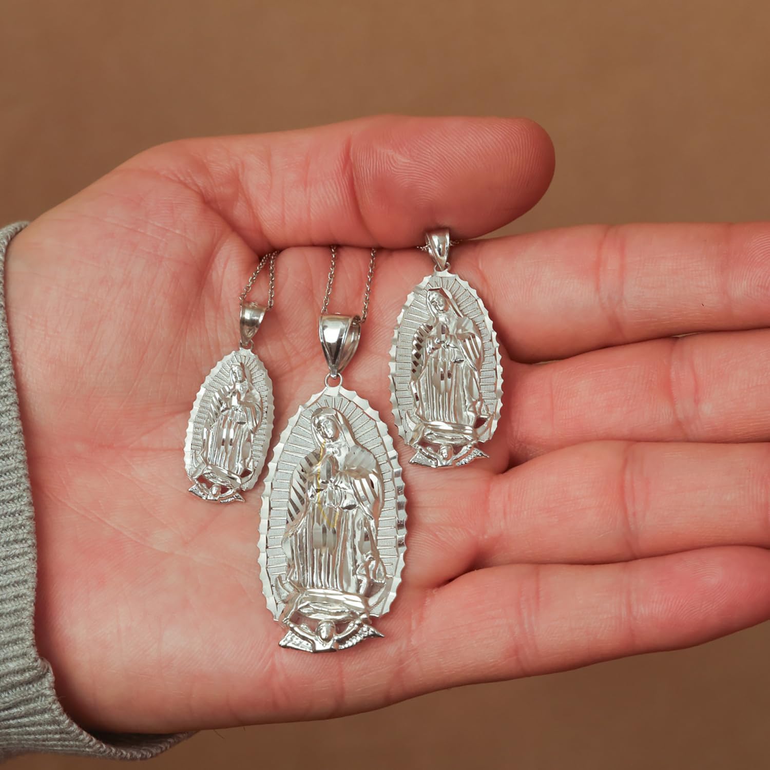Claddagh Gold 925 Sterling Silver Blessed Our Lady of Guadalupe Miraculous Medal Pendant Necklace - Choice of Size