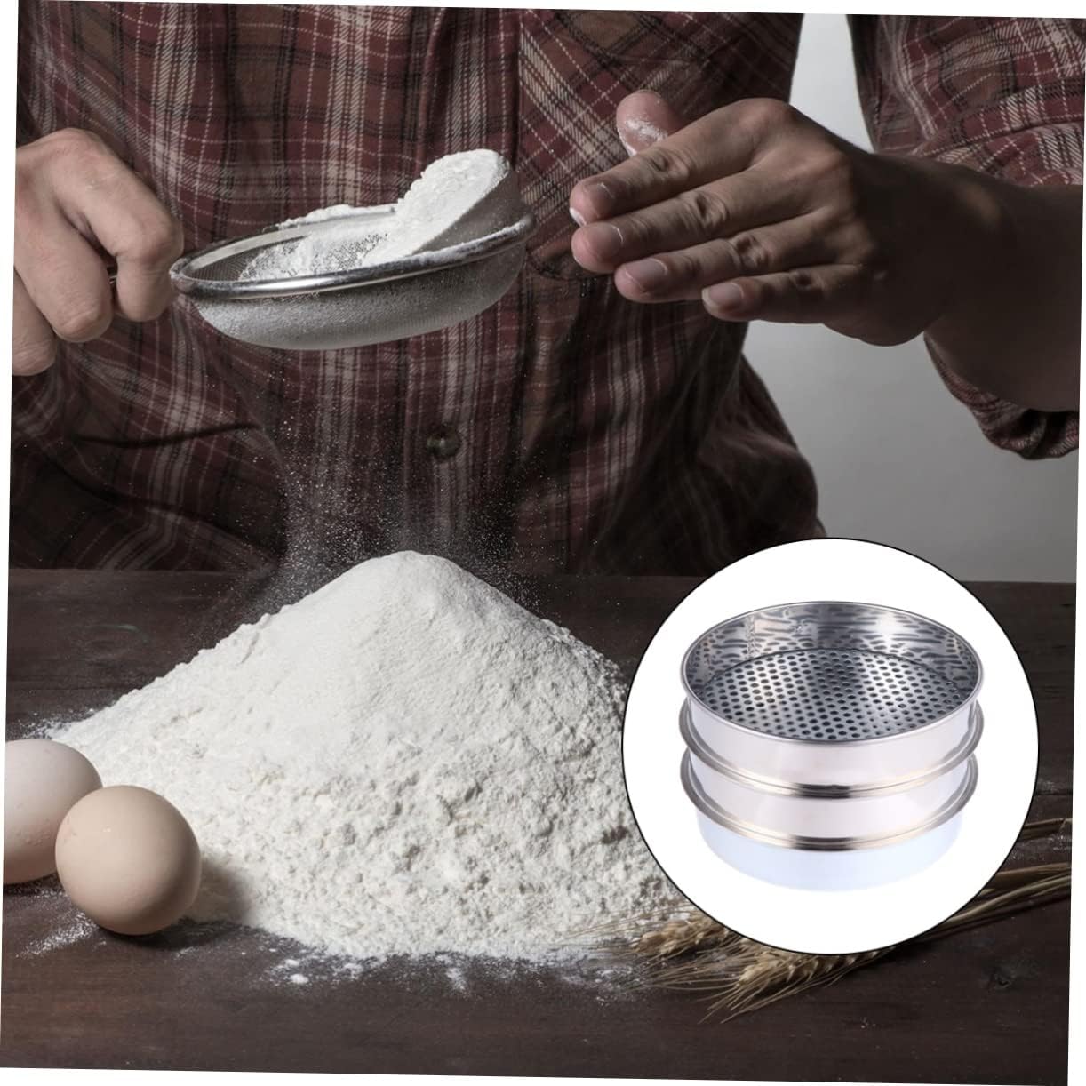 3pcs Stainless Steel Sifting Pan Mesh Filter Compost and Debris for Plant Gardening