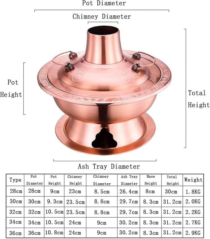 Olla Hot Pot Vintage con Chimenea Acero Inoxidable 28cm miniatura 2