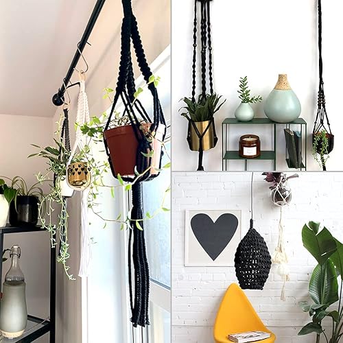 Miniatura 14 de Tenn Well Cordón de macramé de 0.315 pulgadas, 59 pies, cuerda de algodón torcida de 3 capas gruesa para manualidades, colgar en la pared, ganchos