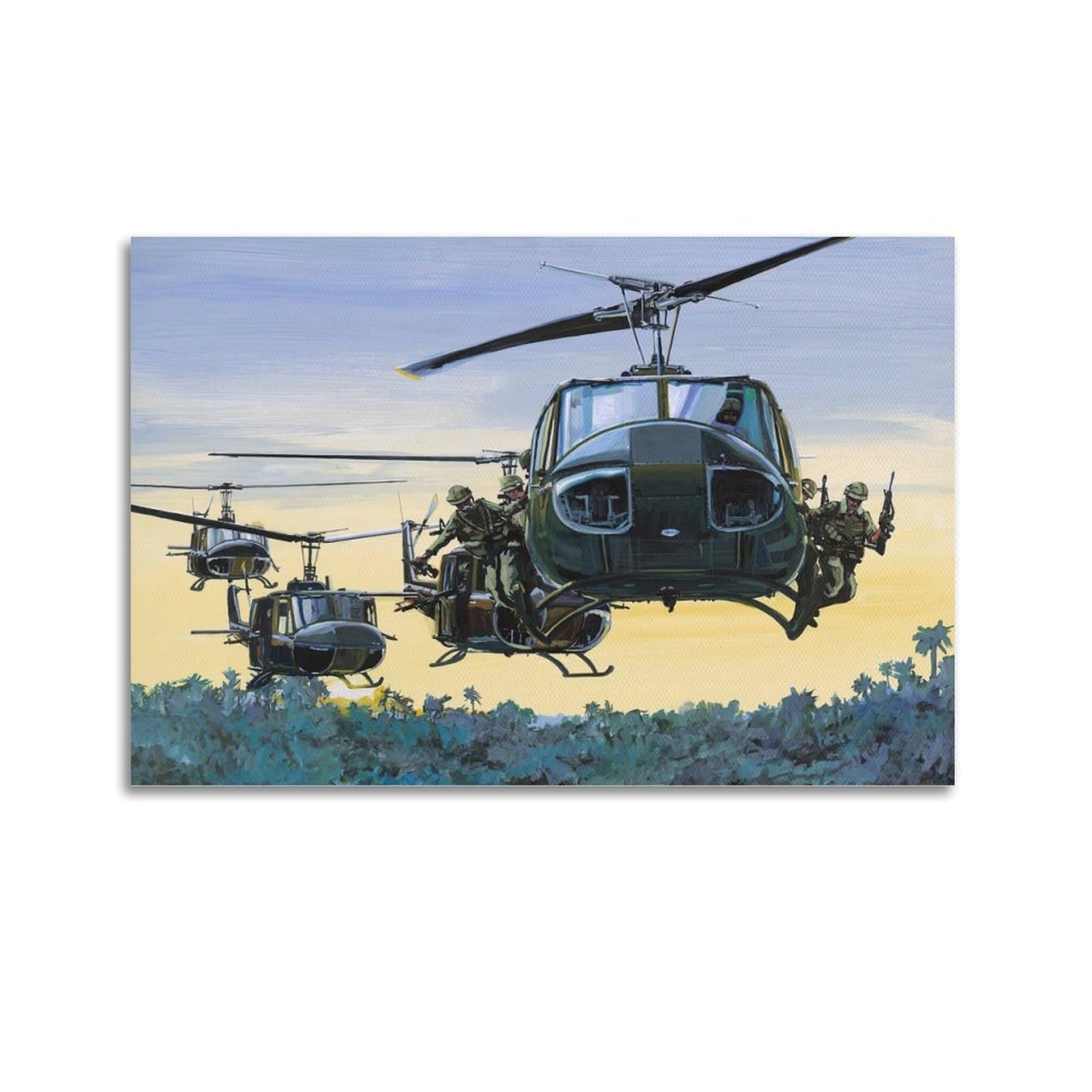 OKAHYS Vintage Vietnam War Helicopters Poster UH-1 Iroquois Decorative Painting Canvas Wall Artworks Picture 12x18inch(30x45cm)