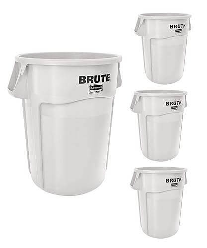 Miniatura 1 de Rubbermaid Commercial Products Fg264360 Brute - Bote de basura, redondo, resistente, 44-galones, color gris, Blanco