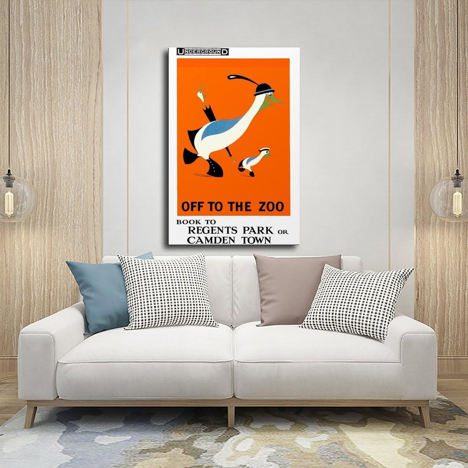 Poster su tela con scritta "Off to the Zoo London Underground", decorazione per camera da letto, ufficio, stanza, regalo, 40 x 60 cm