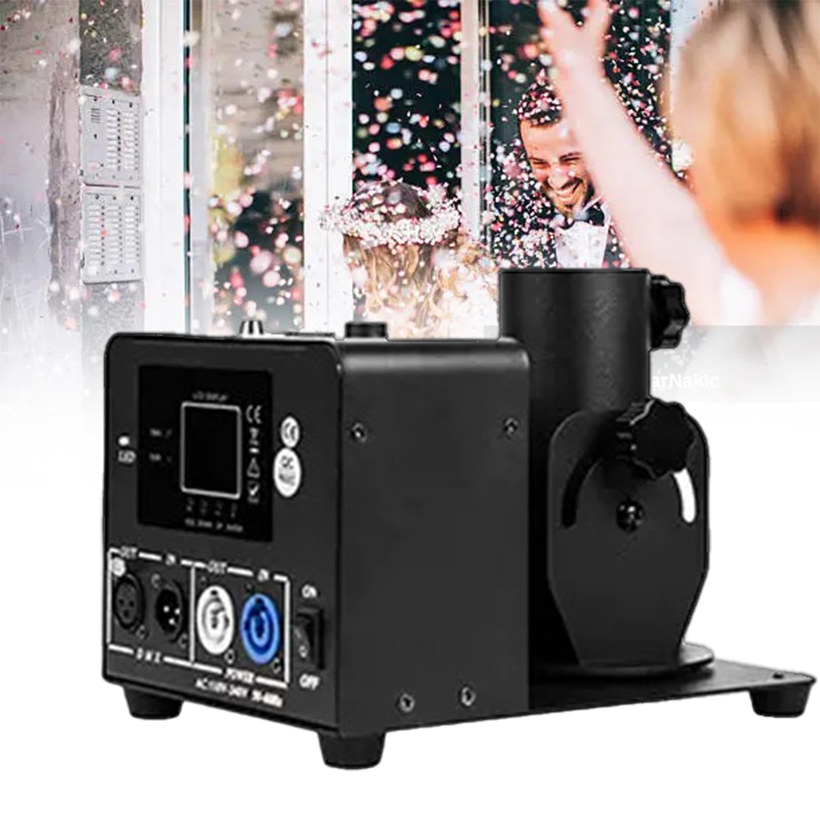Lanzador eléctrico de confeti con mando a distancia para bodas y espectáculos de escenario