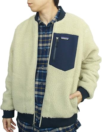 Patagonia 22830 Retro X Bomber Jacket Mens Fleece Jacket, Casual, Outdoor, Leisure, Cold Protection, White PLCN