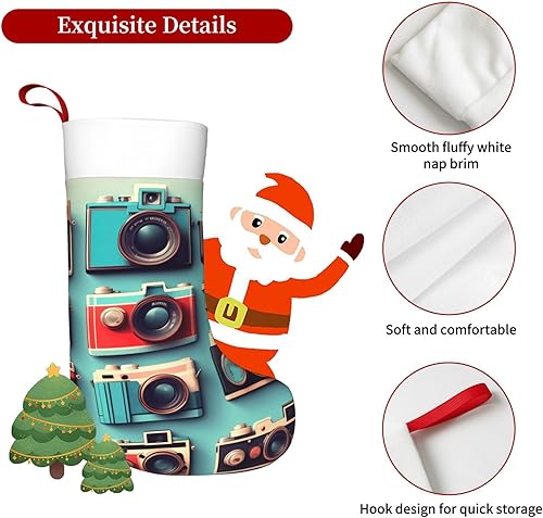 Miniatura 5 de Retro Cool Camera Collection Print 18 Inch Christmas Stocking, Large Fireplace Hanging Stockings, Holiday Xmas Party Decor