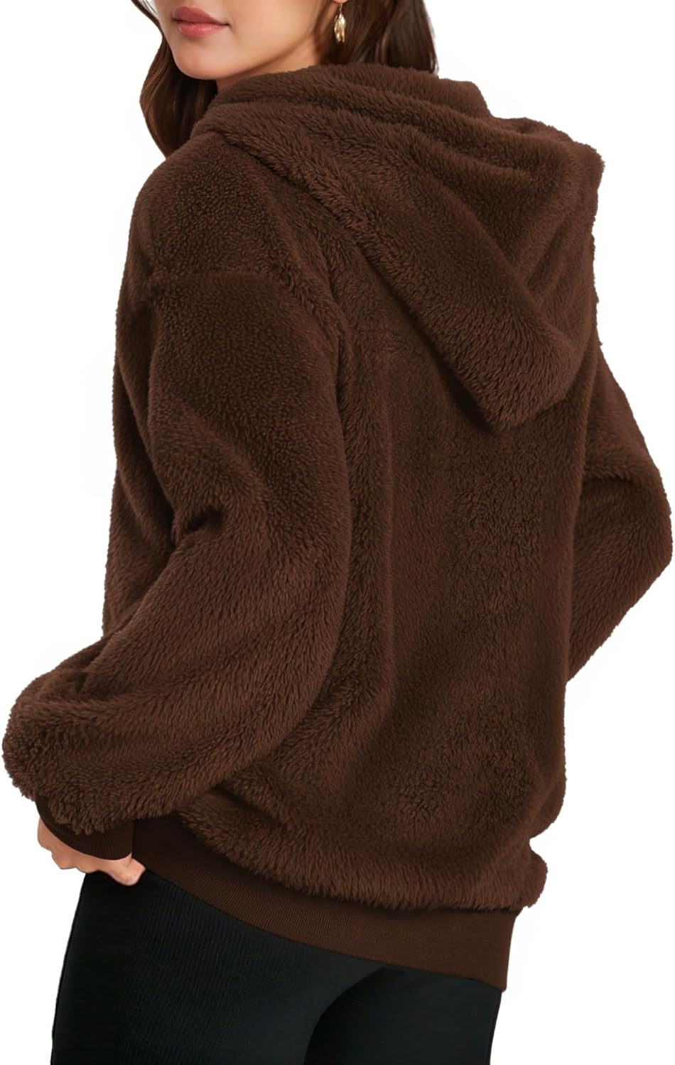 MANGOPOP Fleece Pullover for Women Oversized Sherpa Hoodie Cute Fuzzy Sweatshirt with Pockets Windproof Winter Outfits 2025 - Image 3