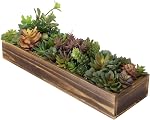 MyGift Assorted Artificial Succulent Plant Arrangement Potted in White Ceramic Planter Pot with Removable Bamboo Tray