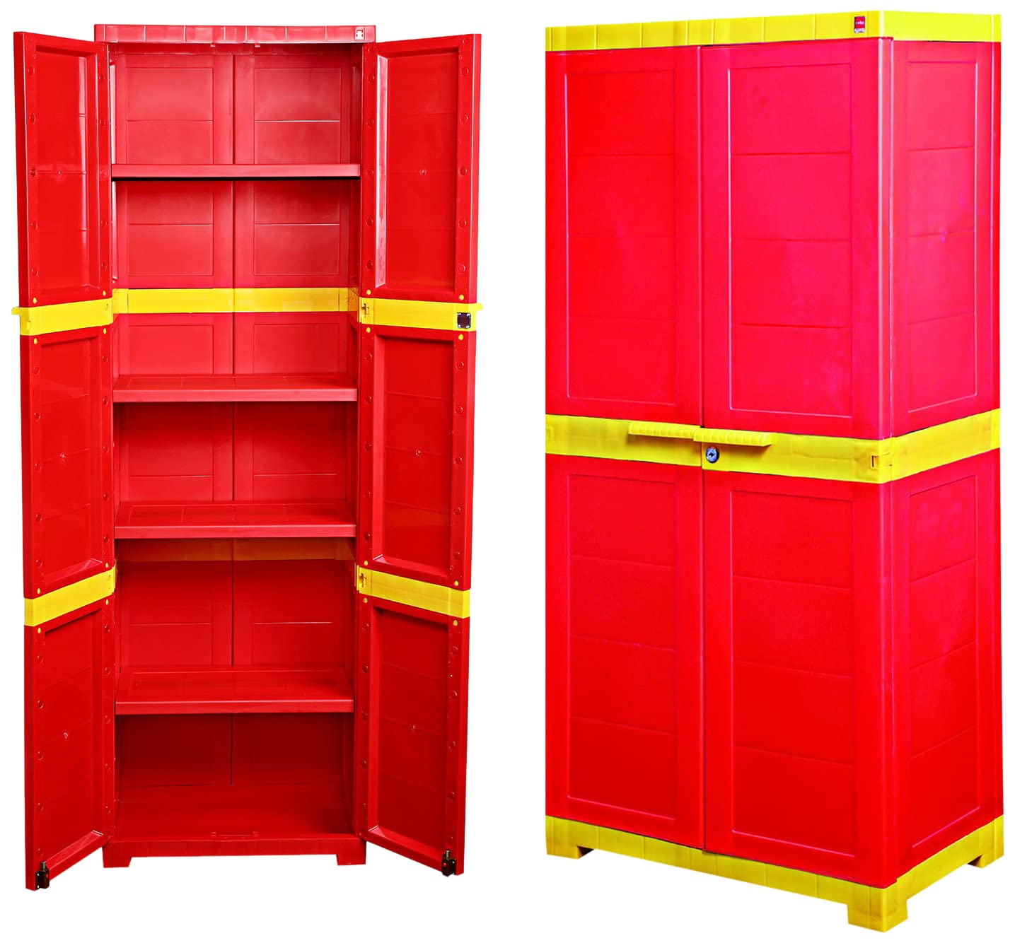 Cello Novelty Large Plastic Cupboard with Lock(Red and Yellow