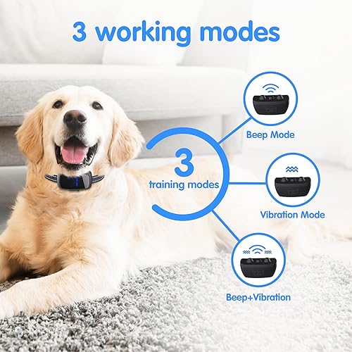 Miniatura 4 de Collar antiladridos de perro, collar antiladridos para perros grandes con modos de vibración y pitido, collares de ladridos humanos recargables para