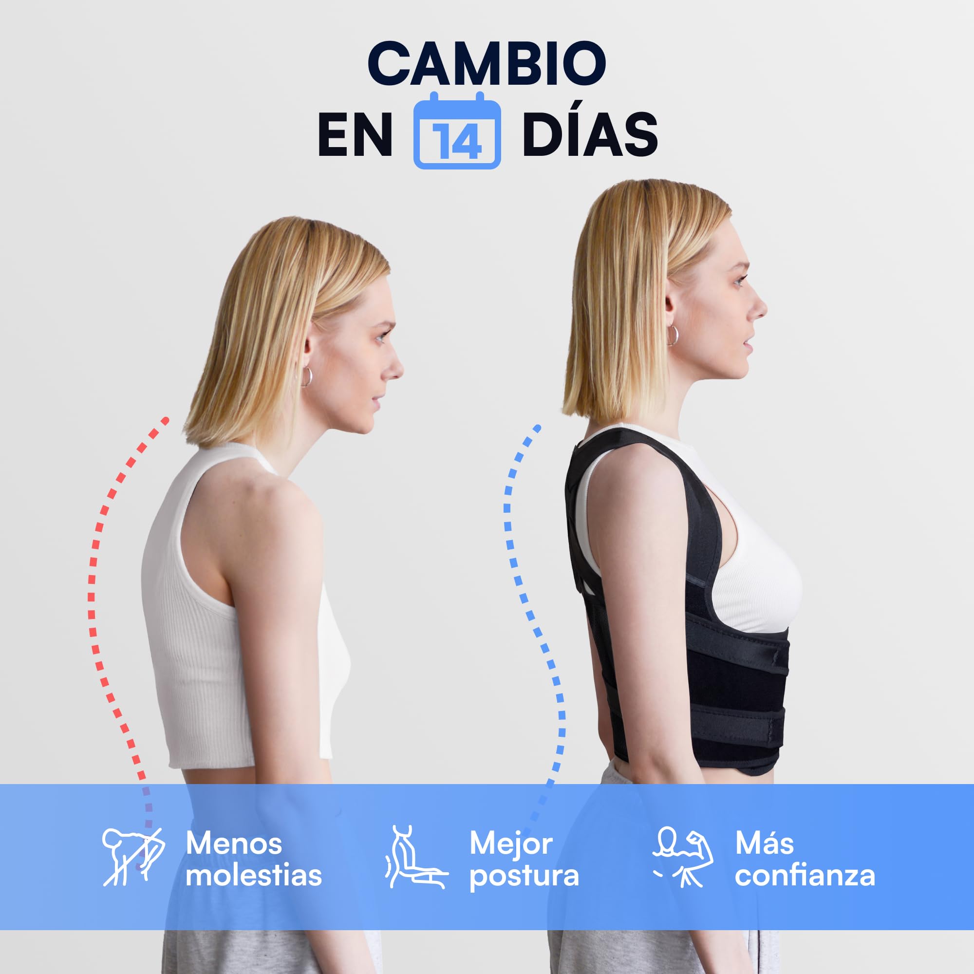 Corrector Postura Espalda Hombre Mujer - Corrector de Espalda y Corrector de Postura Ajustable para Espalda Recta, con 2 Almohadillas de Hombro