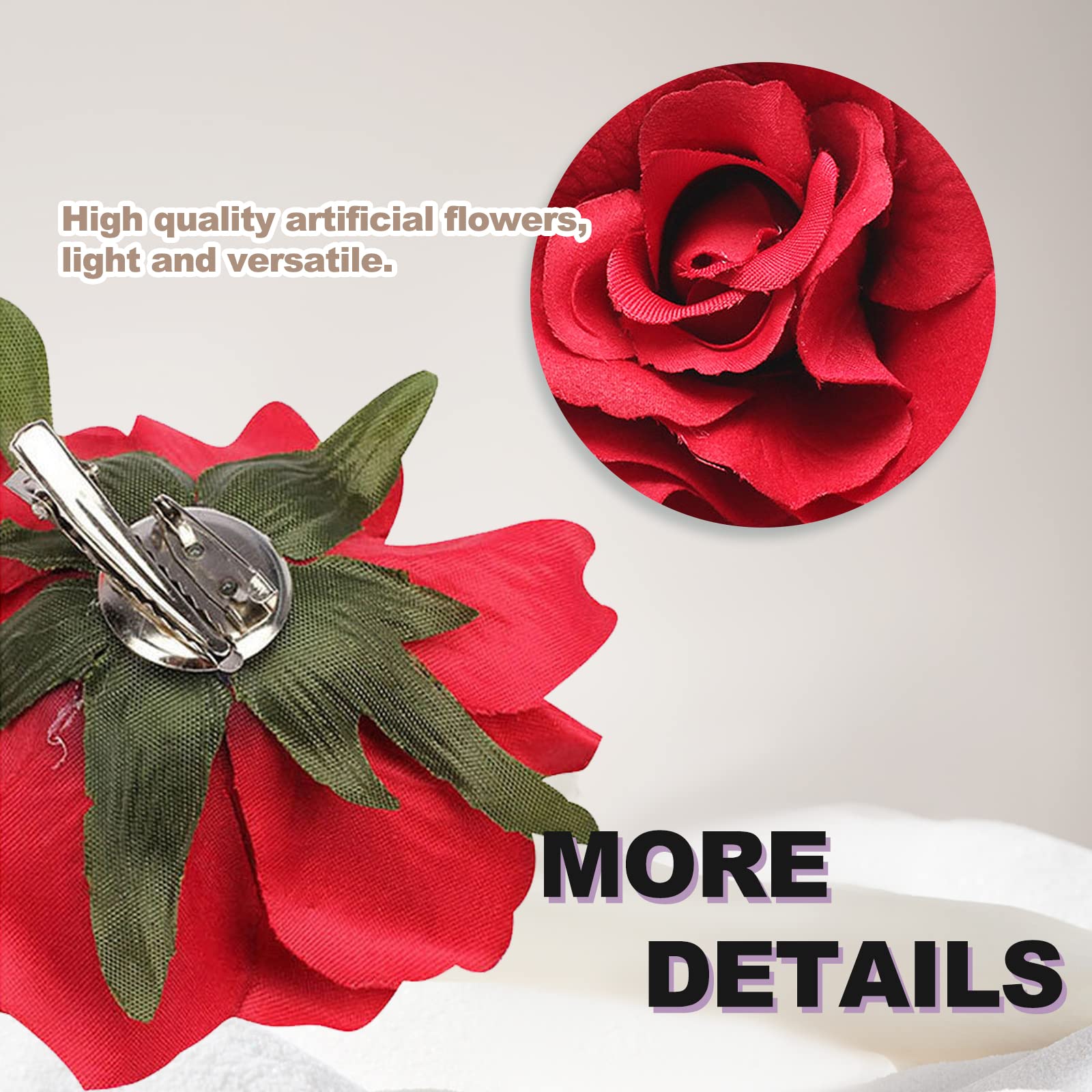 7 Pièces Fleur Broche Tête Ornement Mariée Femmes Rose Fleur Accessoires De Cheveux Pince À Cheveux De Mariage Danseuse De Flamenco