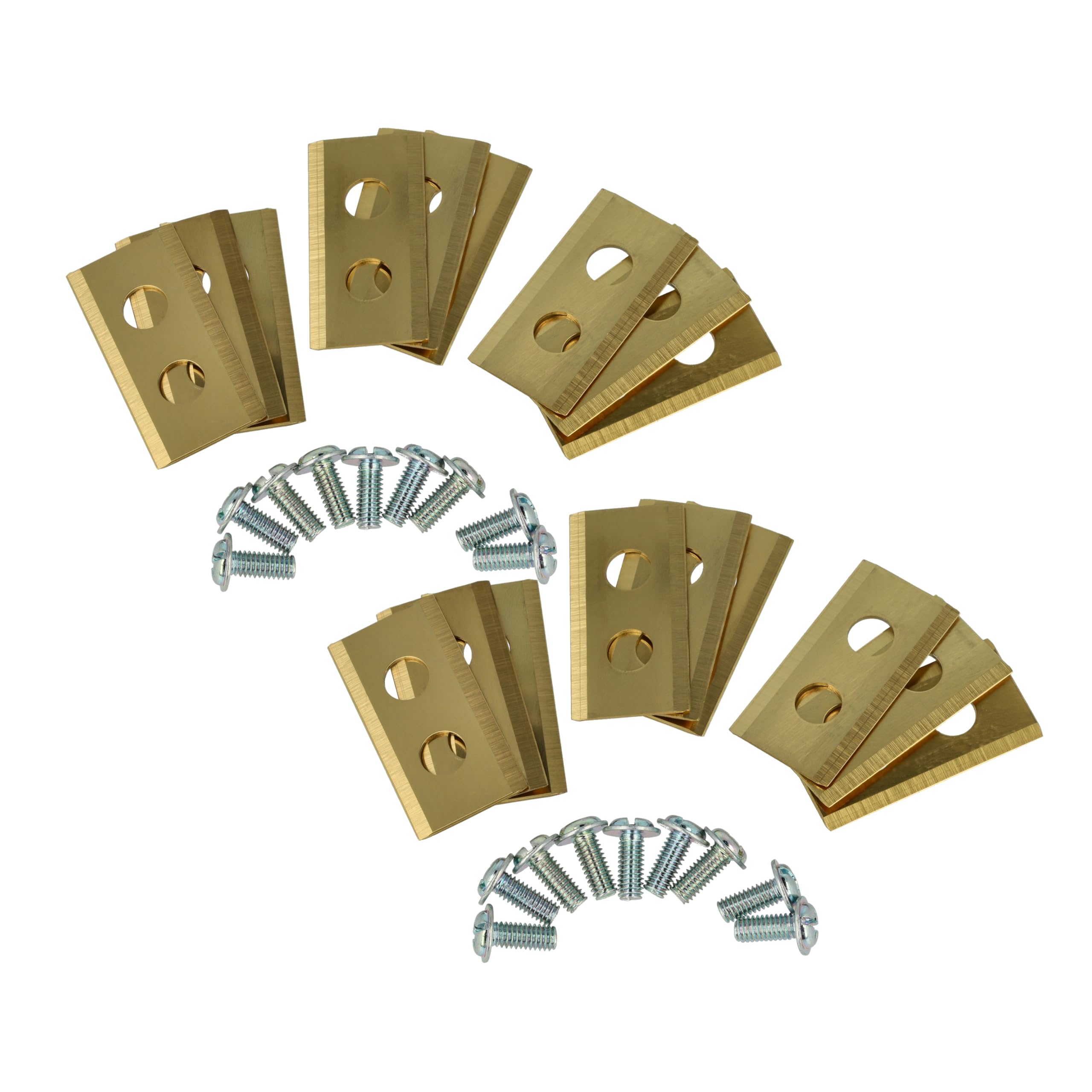 vhbw 18x Replacement Blade Compatible with Kress Mission KR113, KR121E, KR120E, KR122E Cordless Lawnmower - Cutter Blades, Goldsteel (Titan Coating)