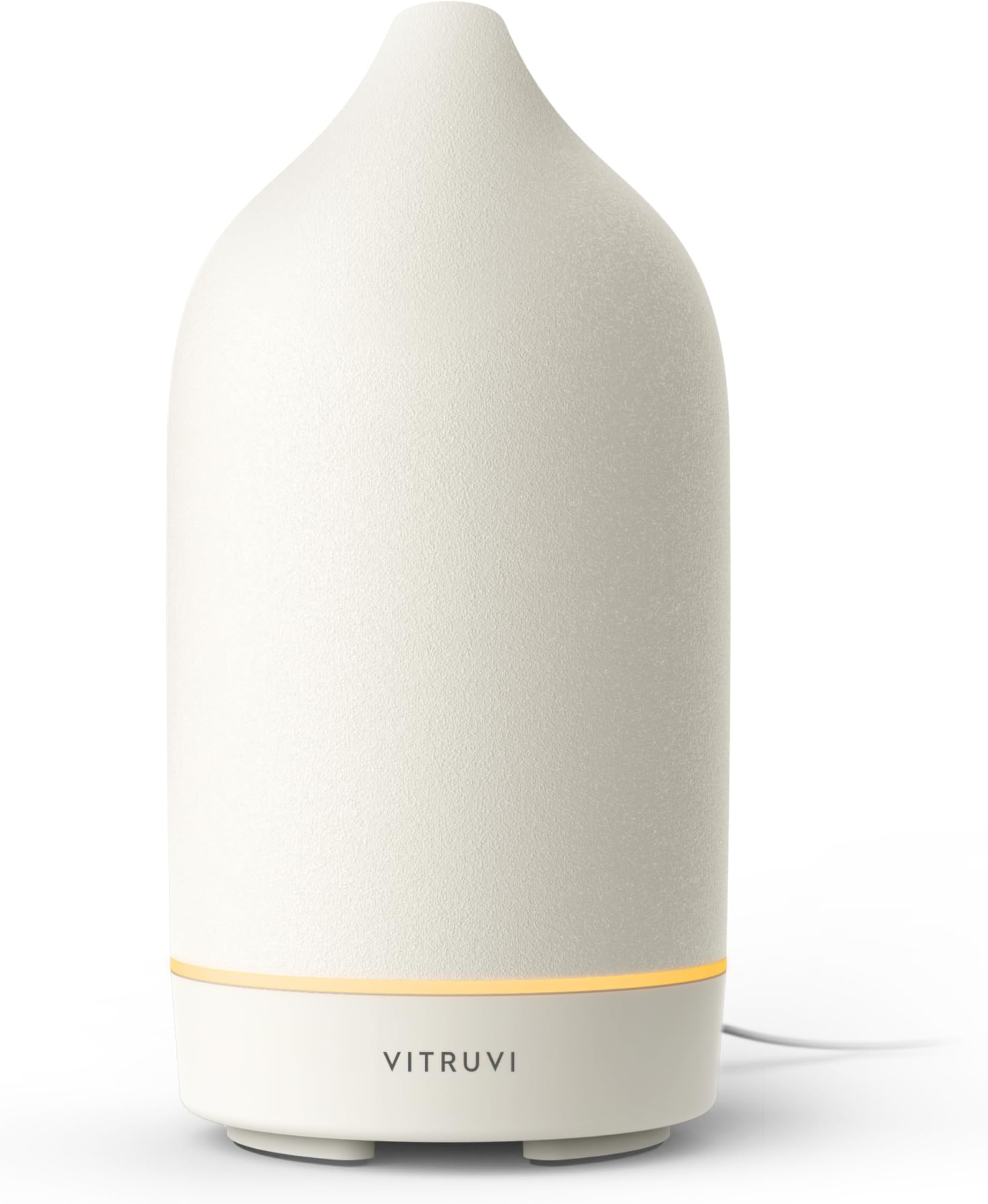 Vitruvi Stone Diffuser Ceramic Ultrasonic Essential Oil Diffuser for Aromatherapy | Ceramic Diffuser Home Diffuser Oil Diffuser Housewarming Gift Original Diffuser | White 90ml Capacity