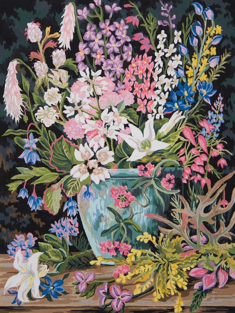 Grafitec Wild Flower Vase Printed Canvas For Tapestry Or Needlepoint