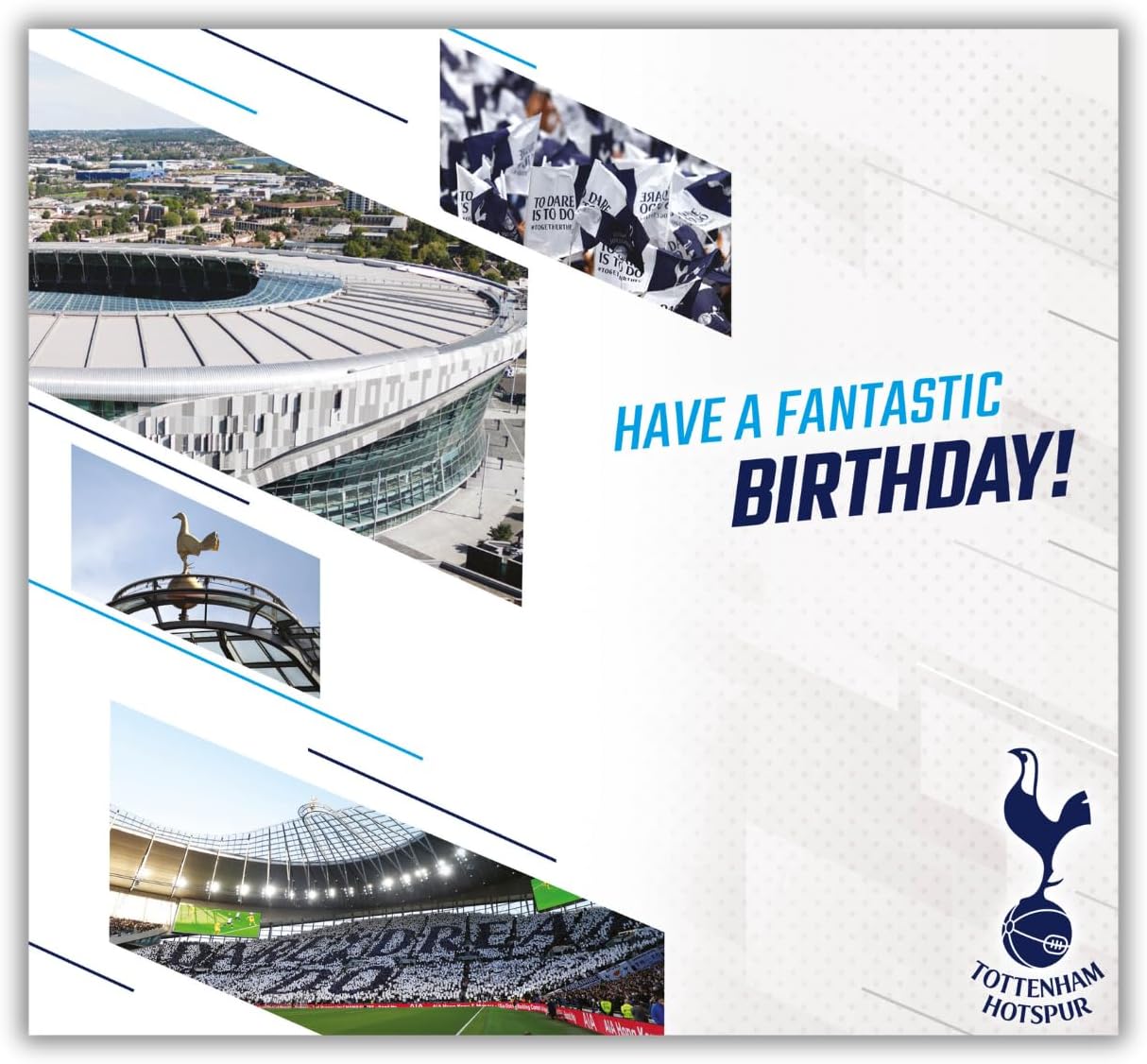 Tottenham Football Club Birthday Card. Comes with Stickers to Personalise with your Caption, Mum, Dad, Grandson, Boyfriend, Open Birthday Card, Blue