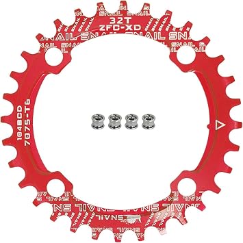 104 BCD Chainring 30-52T 7-12 Speed Compatible CNC 7075 Aluminum Narrow Wide Tooth Round Oval Chainrings for MTB/Road Bike Ebike Chainwheel Black/Red