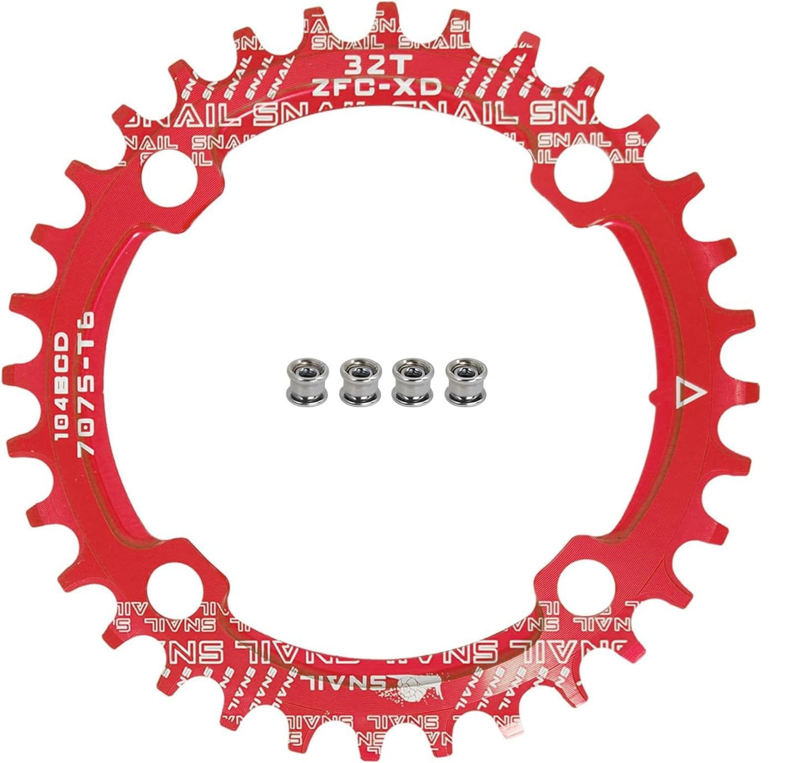 FOMTOR 104 BCD Chainring 32T 7-12 Speed Compatible CNC 7075 Aluminum Narrow Wide Tooth Round Chainrings for MTB/Road Bike Ebike Chainwheel Red — image 1