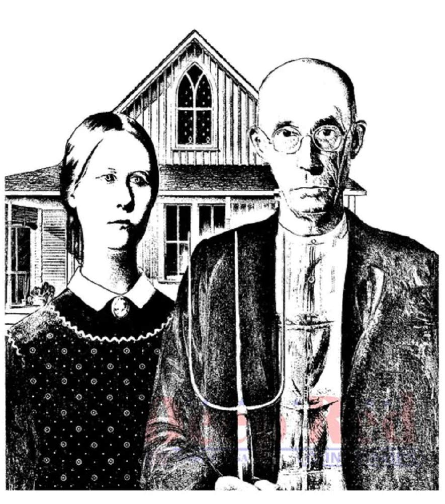 Deep Red Cling Stamp 4"X5"-American Gothic