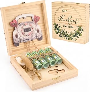 Teglu Hochzeitsgeschenk Geld, Kreative Geschenkbox Hochzeit aus Holz
