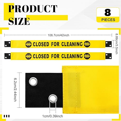 Miniatura 9 de 4 letreros magnéticos de nailon con extremos magnéticos de cierre para limpieza para baño, con 8 carteles magnéticos de ventosa para puerta (inglés)