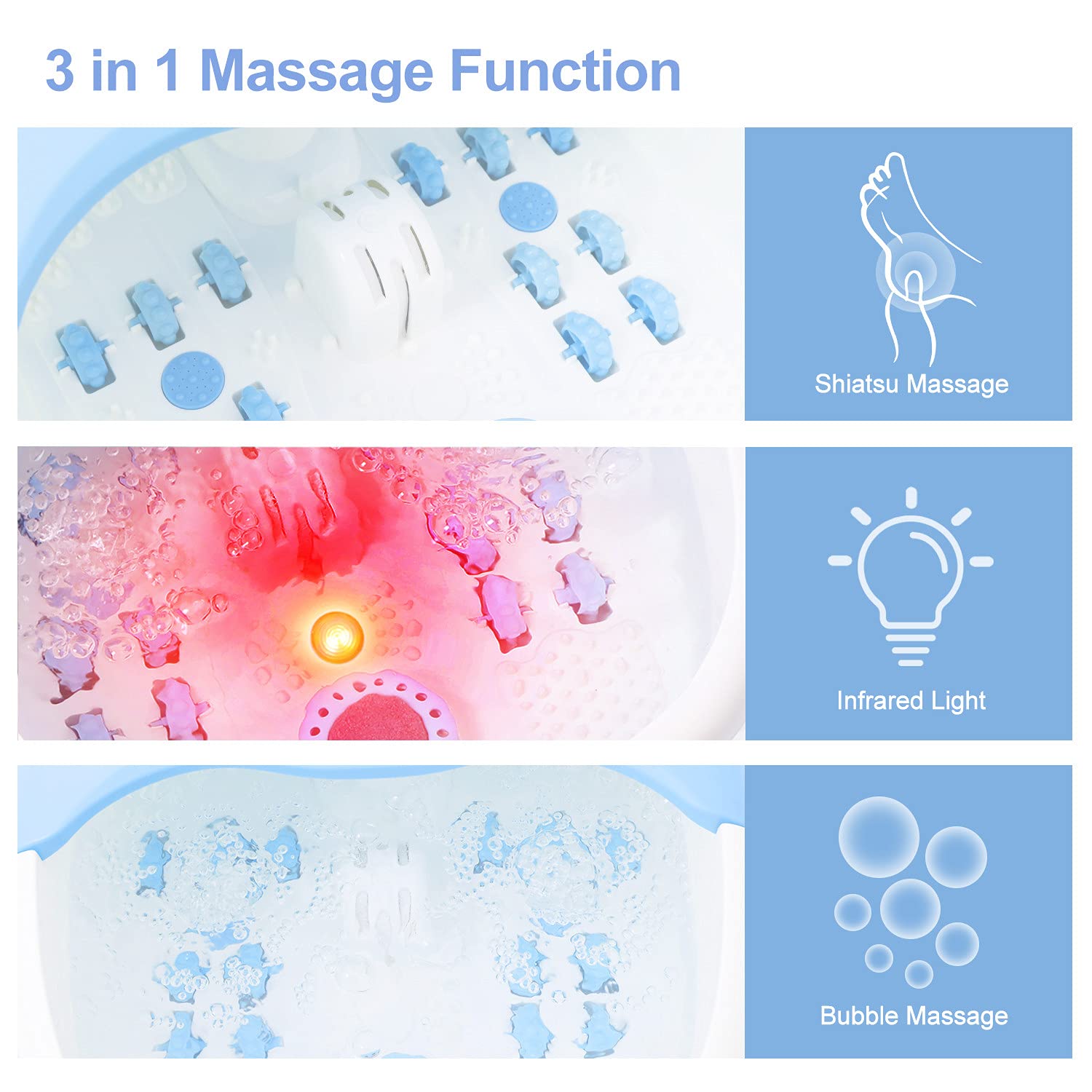 Foot Spa Bath Massager with Heat Bubbles and Massage and Jets, Tea Tree Oil Foot Soak Epsom Salt 16 Ounces 453g, CANGO Foot Soaker With Infrared Fighting Infections, 14 Massage Rollers,Adjustable Temp : Beauty & Personal Care