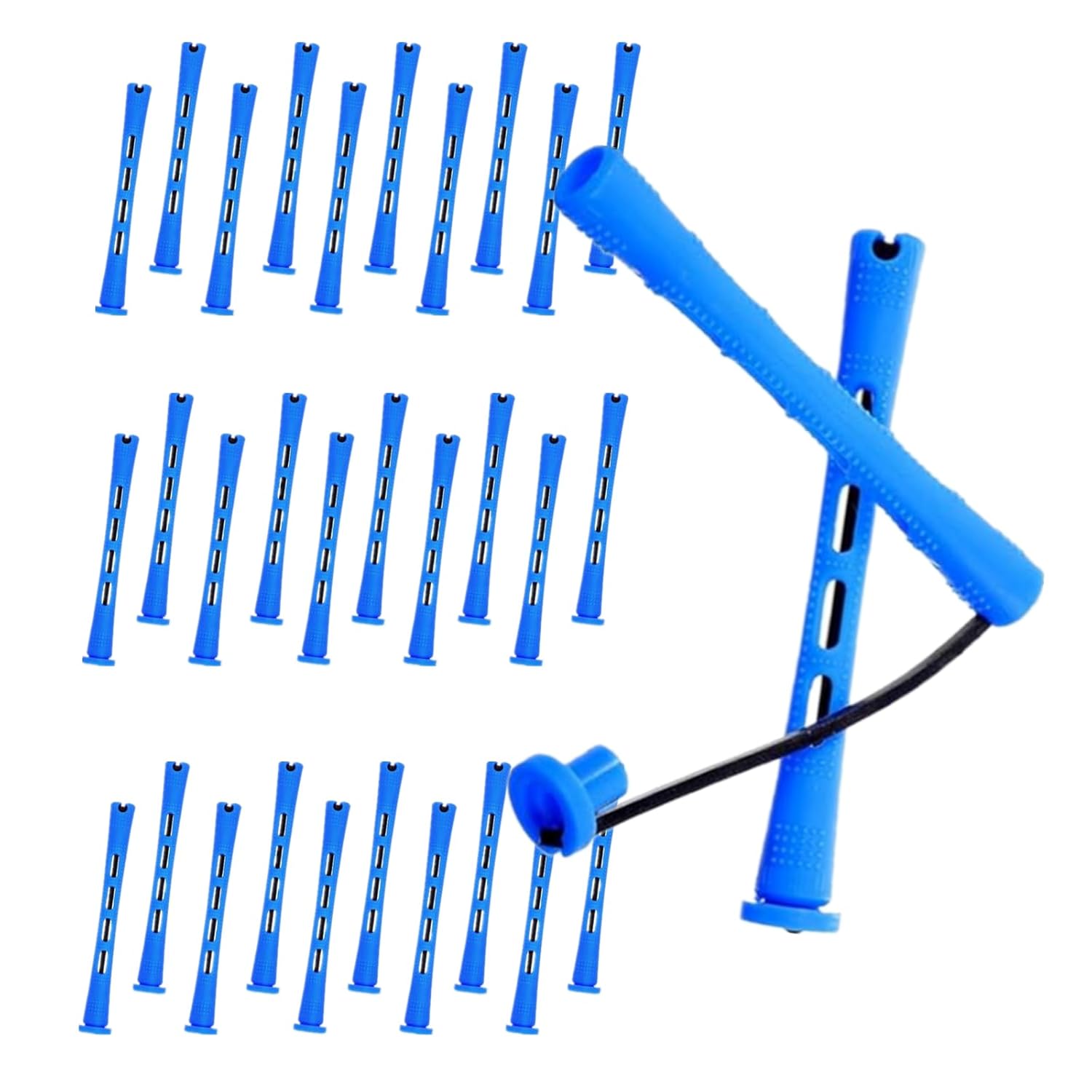 30 Pcs Short Hair Perm Rods Set - Small Plastic Curling Rollers for Precise Curls - Medium Heat-Resistant Perm Rods for Long Hair - Blue 0.35 Inches Diameter