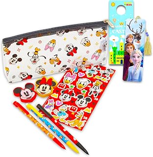 Mickey and Friends Pencils Set - Bundle with 3 Mechanical Pencils, 2 Erasers, Stickers, Pencil Pouch for School, Drawing, More | Disney Doodling Set