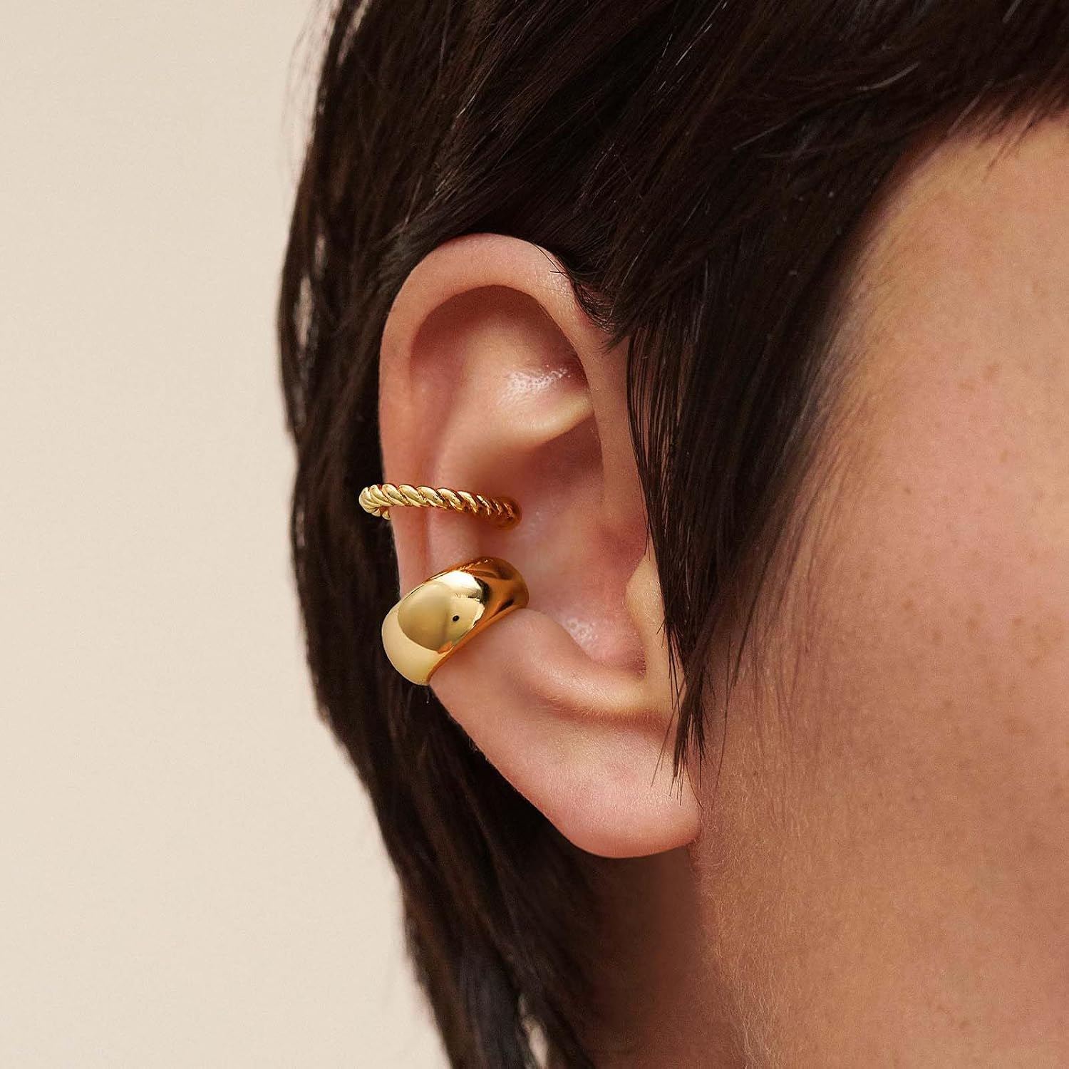 MEVECCO Ear Cuffs Non Piercing 18K Gold Plated Ear Cuff Earring Sets Clip on Cartilage Cubic Zirconia Pearl Minimalist Hypoallergenic Fake Hoop Earrings Stack Women Gifts