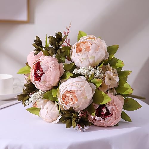 Miniatura 4 de Flores artificiales de peonía Duovlo flores de seda de imitación para casamientos clásicos decoración para el hogar paquete de 1
