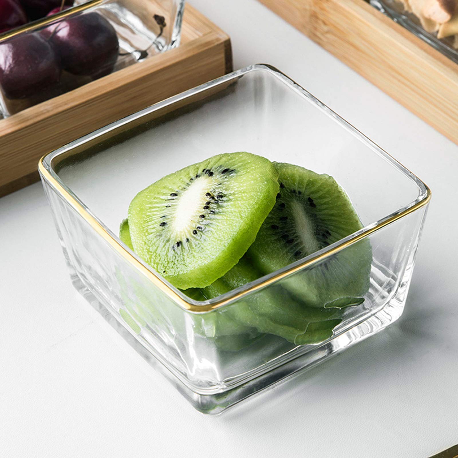 Vorspeisenteller Snackteller Glas-Dip-Schalen Mit Serviertablett Sojasauce Teller/Schalen, Gewürze Servierteller - Gut Für Snack Ketchup Sojasauce Obst Gewürzteller-B