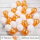 AMFIN® (Pack of 100) 10 Inch Orange & White Metallic Balloons with Matching Ribbon for Decoration,Balloon for Birthday Decor/Anniversary/Party/Baby Shower/Party/Home Decor gallery image