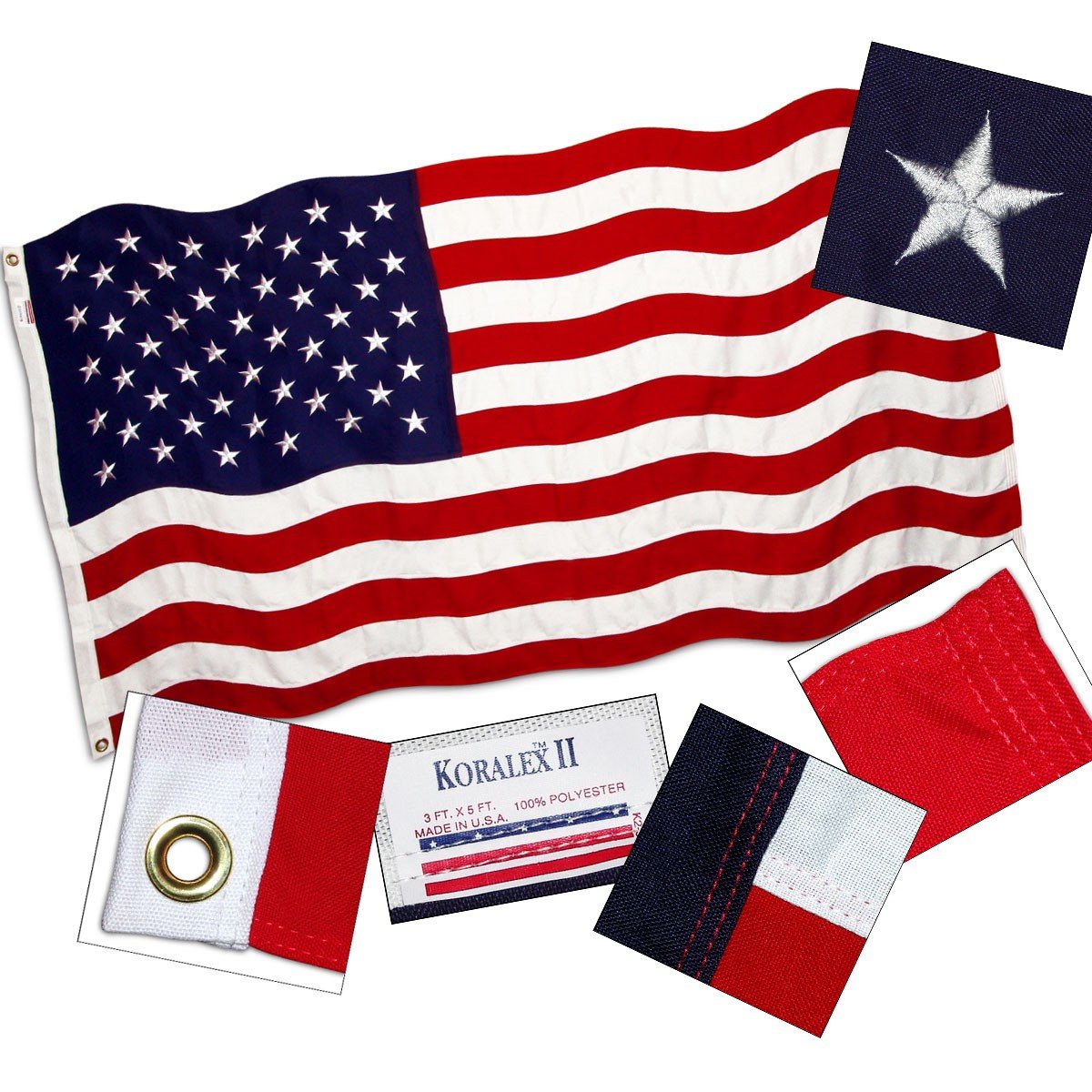 Amazon.com : American Flag 3ft x 5ft Valley Forge Koralex II 2-Ply