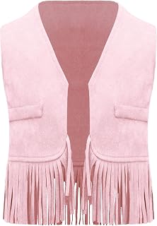 Chaqueta vaquera de ante con flecos, para Halloween, carnaval