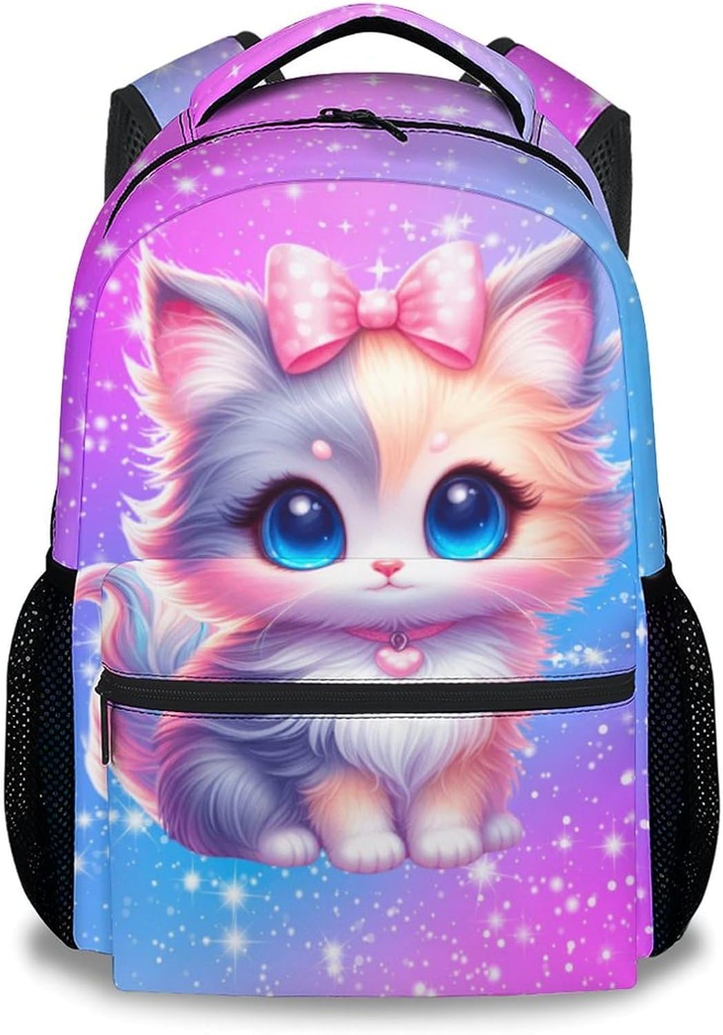 Backpack for Girls - Cat Backpacks for Kids Ages 6-8, 17 Inch Durable Toddler School Bookbag with Adjustable Straps