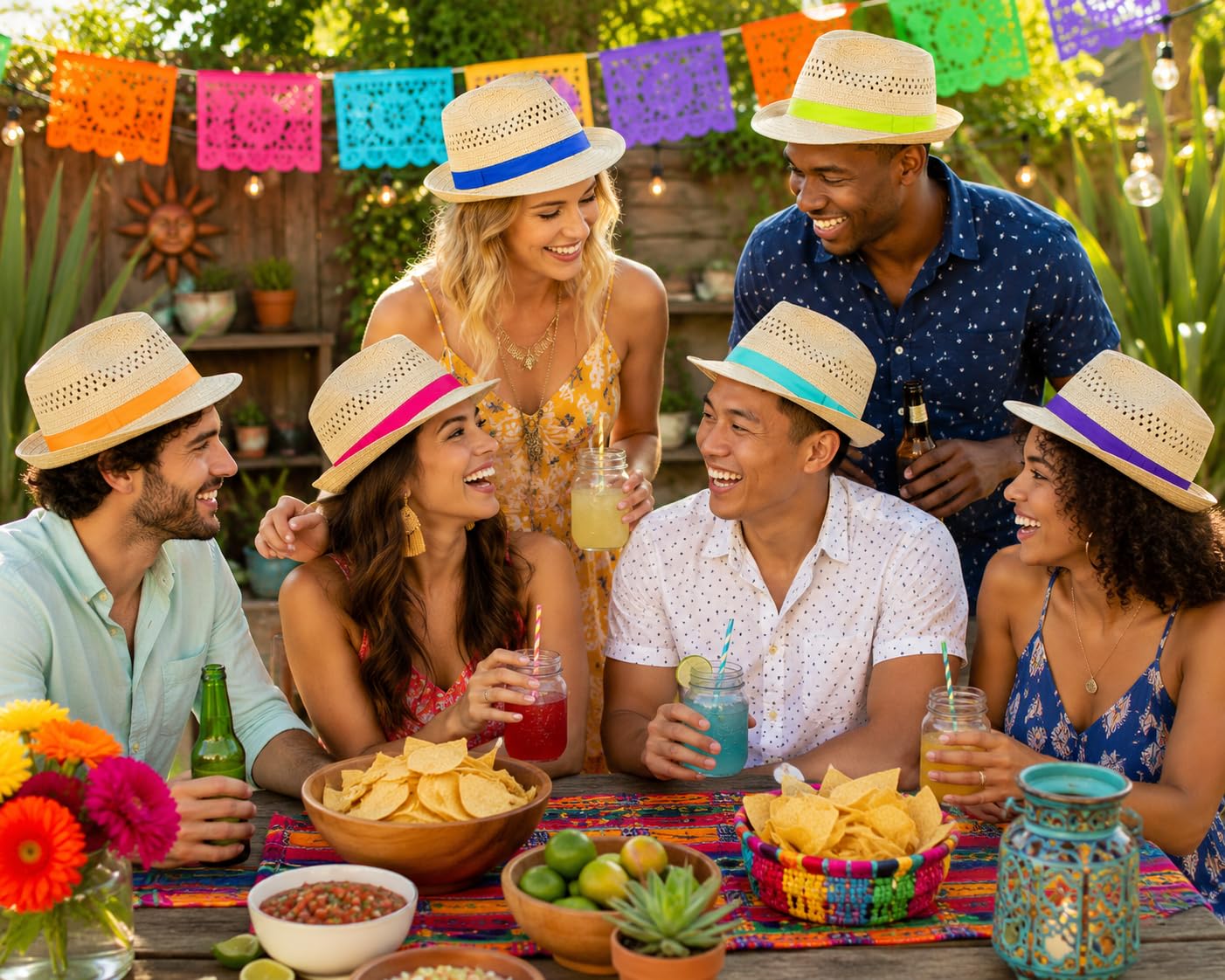 Fedora-Hüte, Havanna-Nächte, kubanisch, Cinco de Mayo, Geburtstage und andere Feier-Accessoires, Mehrfarbig, 12 Stück, Mehrfarbig, 53 cm